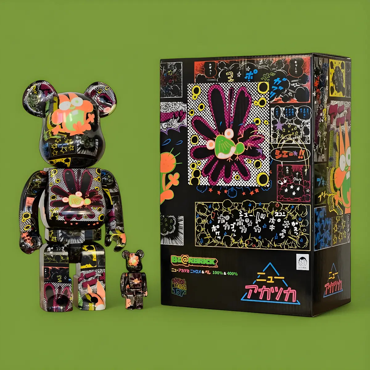 Bearbrick Akatsuka Nyarome & Beshi 100%+400% mit Verpackung