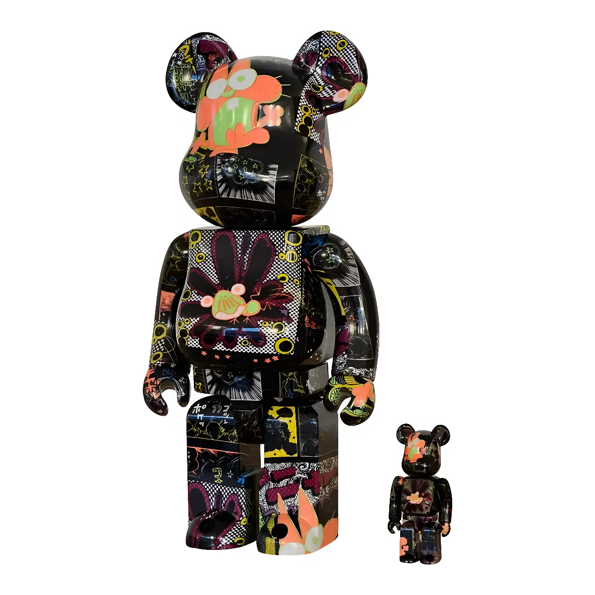 Bearbrick Akatsuka Nyarome & Beshi 100%+400% schräg
