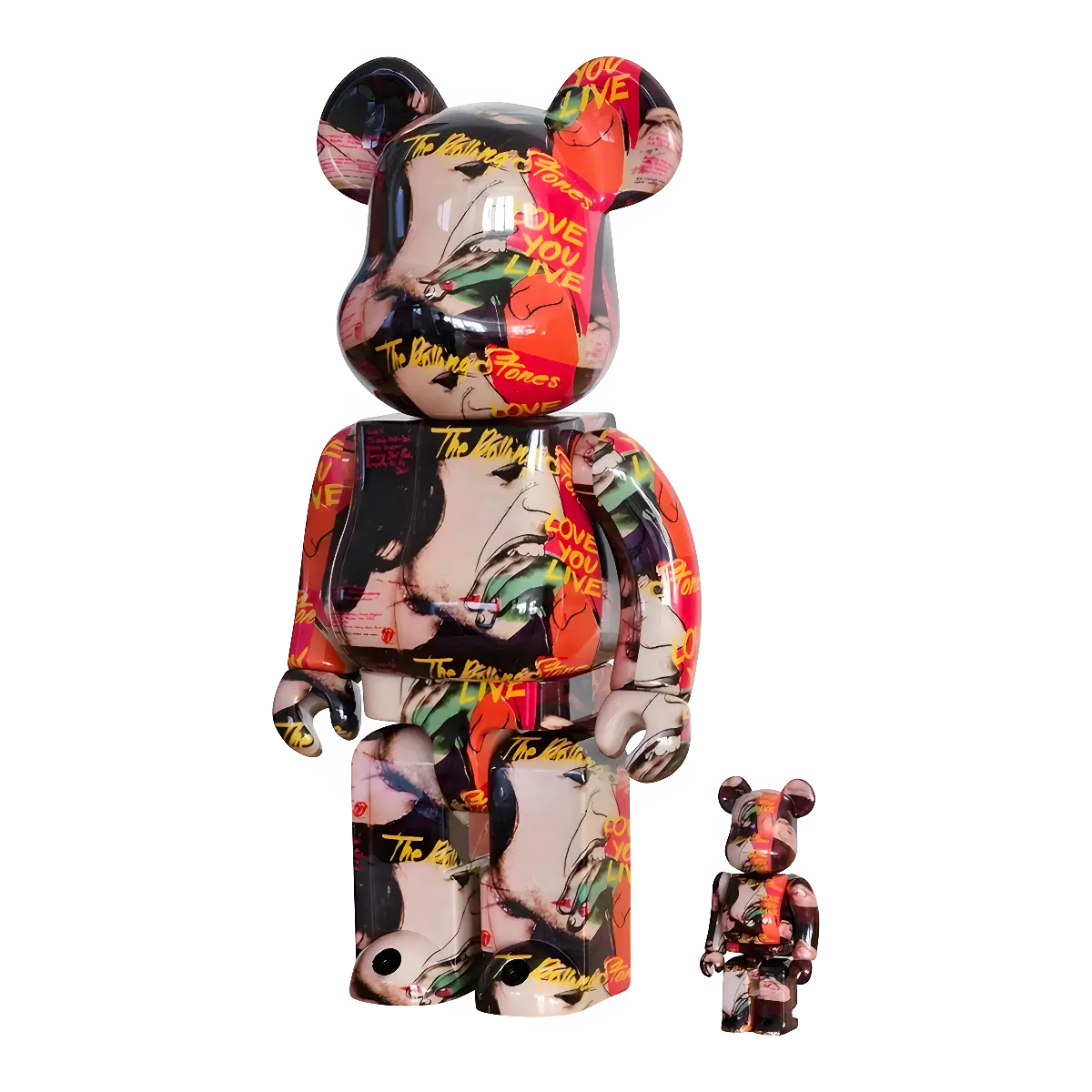 Bearbrick Andy Warhol × The Rolling Stones 'Love You Live' 100%+400% schräg