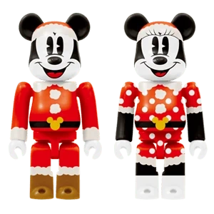 Bearbrick Happy Kuji 'Disney Christmas Party' (2012) - 26 Mickey Mouse Santa Version & Minnie Mouse Santa Version 100% Herstellerbild
