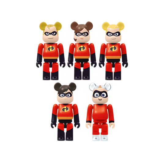 Bearbrick Happy Kuji 'Disney Pixar' (2018) - L@ST Incredible Family 5er-Set 100% Herstellerbild