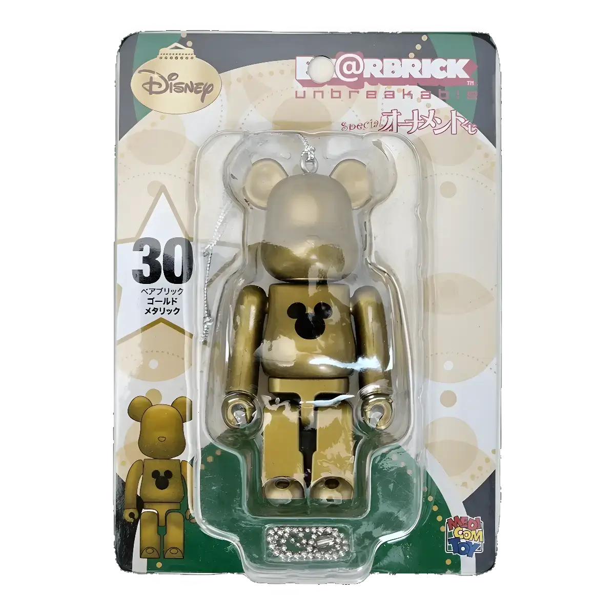 Bearbrick Happy Kuji 'Disney Special Ornament' (2011) - 30 Gold Metallic 100% in der Verpackung