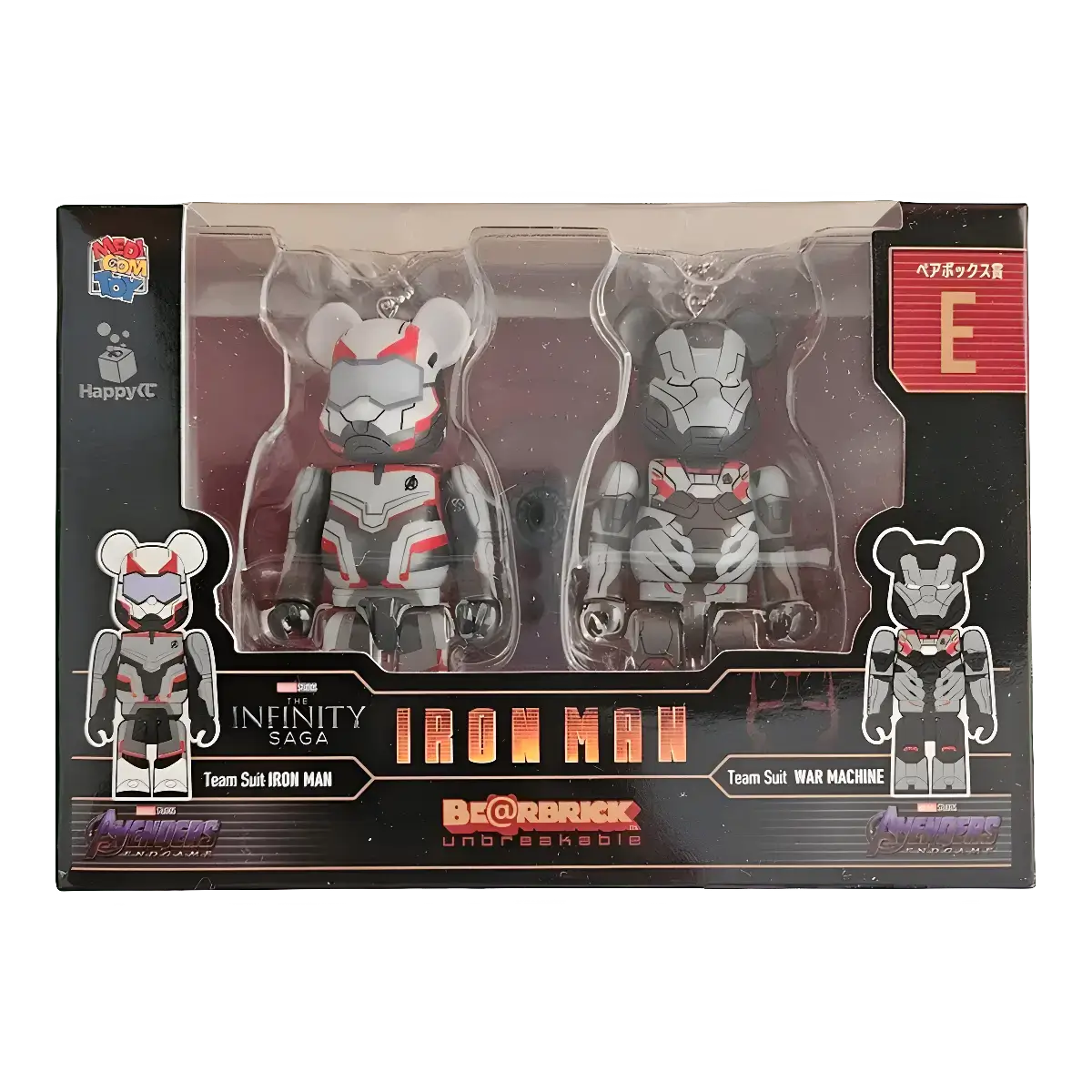 Bearbrick Happy Kuji 'Iron Man' (2023) - E Team Suit Iron Man & Team Suit War Machine 100% in der Verpackung