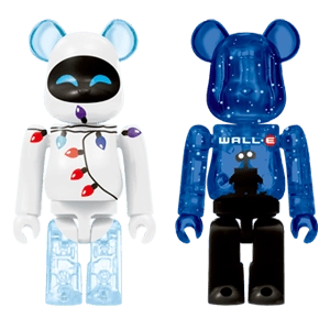 Bearbrick Happy Kuji 'Pixar Christmas Party' (2013) - 36 EVE Christmas Version & WALL-E 100% Herstellerbild