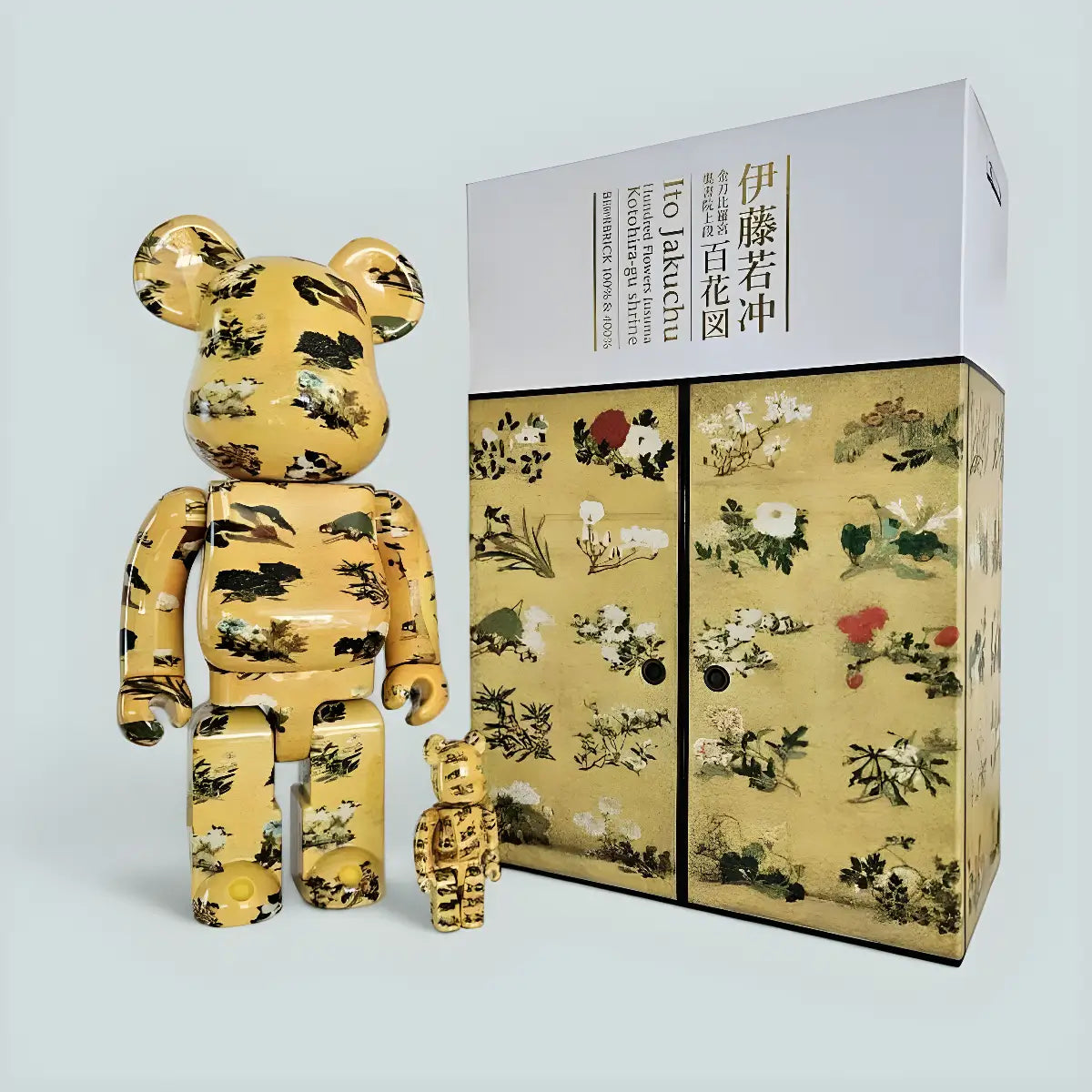 Bearbrick Ito Jakuchu Hundred Flowers Fusuma Kotohira-gu Shrine 100%+400% mit Verpackung