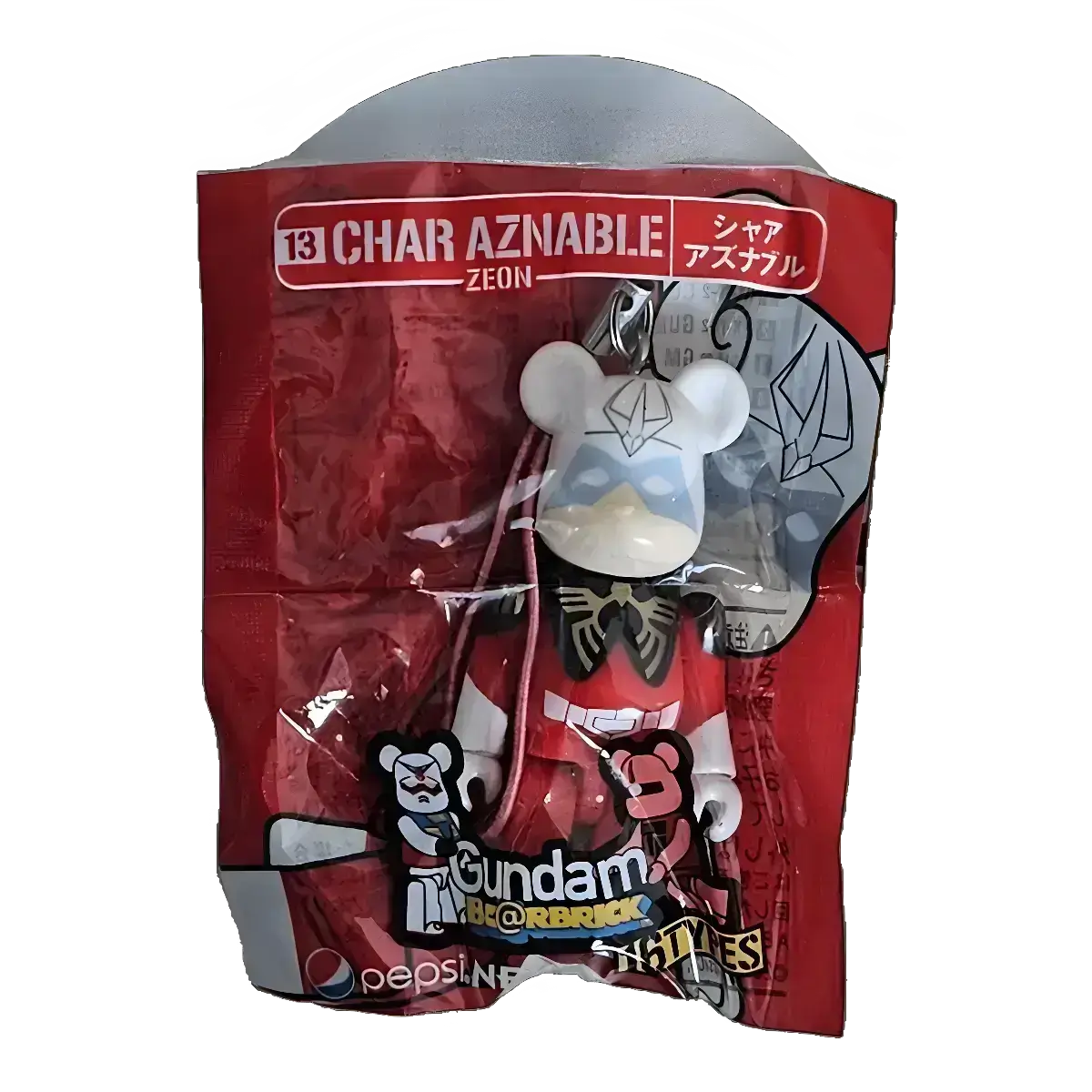 Bearbrick PEPSI.NEX × Gundam - 13 CHAR AZNABLE Zeon 70% in der Verpackung