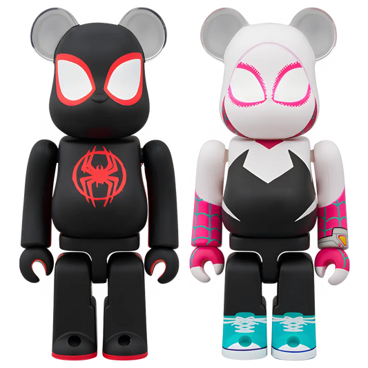 Bearbrick Spider-Man (Miles Morales) & Spider-Gwen 2er-Set 100% Herstellerbild 1