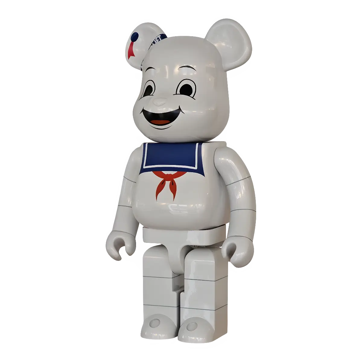 Bearbrick Stay Puft Marshmallow Man White Chrome Version 1000% schräg