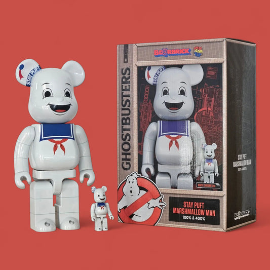 Bearbrick Stay Puft Marshmallow Man White Chrome Version 100%+400% mit Verpackung