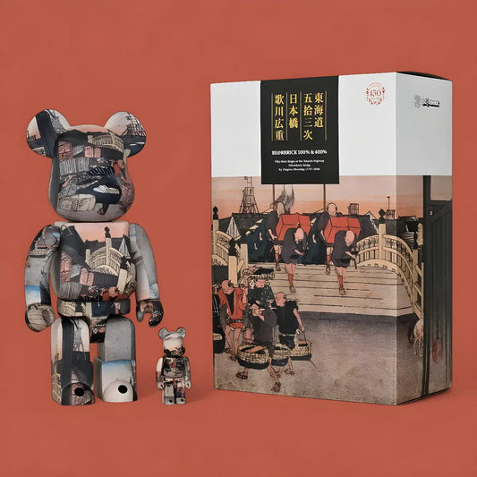 Bearbrick Utagawa Hiroshige 53 Stages of the Tokaido Highway Nihonbashi Bridge 100%+400% mit Verpackung