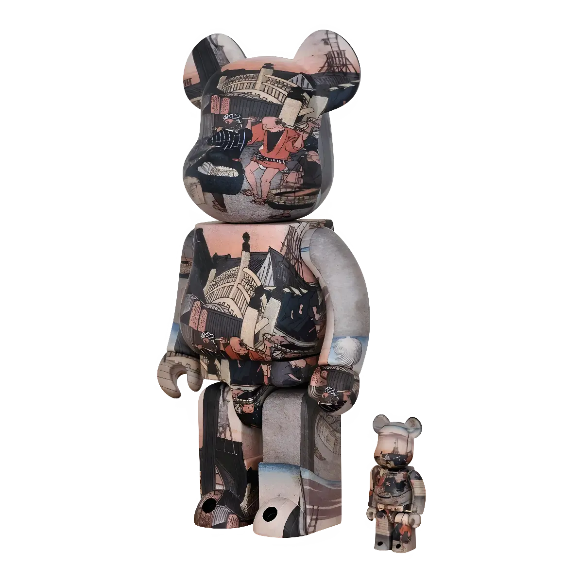 Bearbrick Utagawa Hiroshige 53 Stages of the Tokaido Highway Nihonbashi Bridge 100%+400% schräg