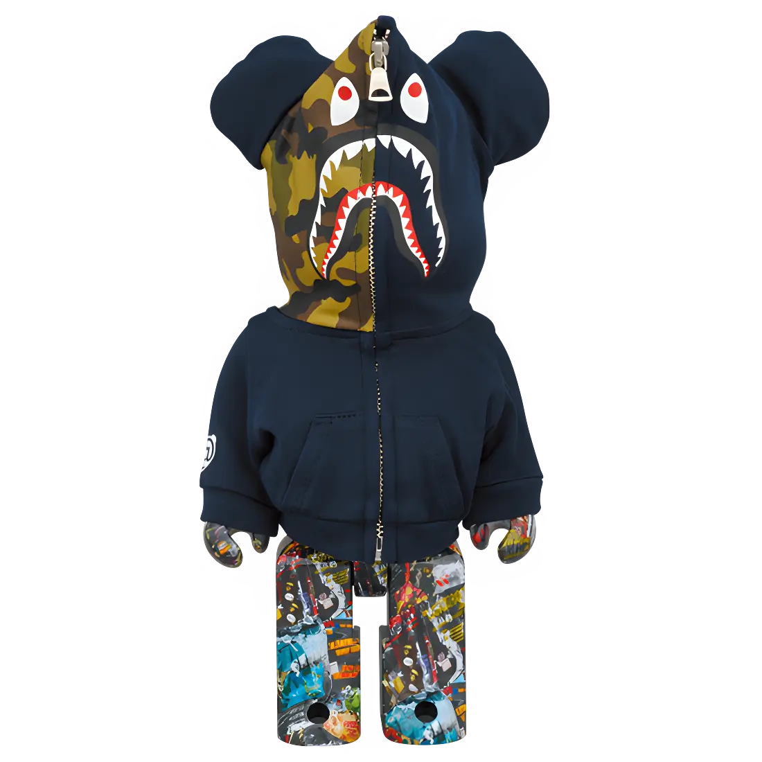 Bearbrick BAPE Legacy Camo Shark Navy 100%+400% Herstellerbild 4