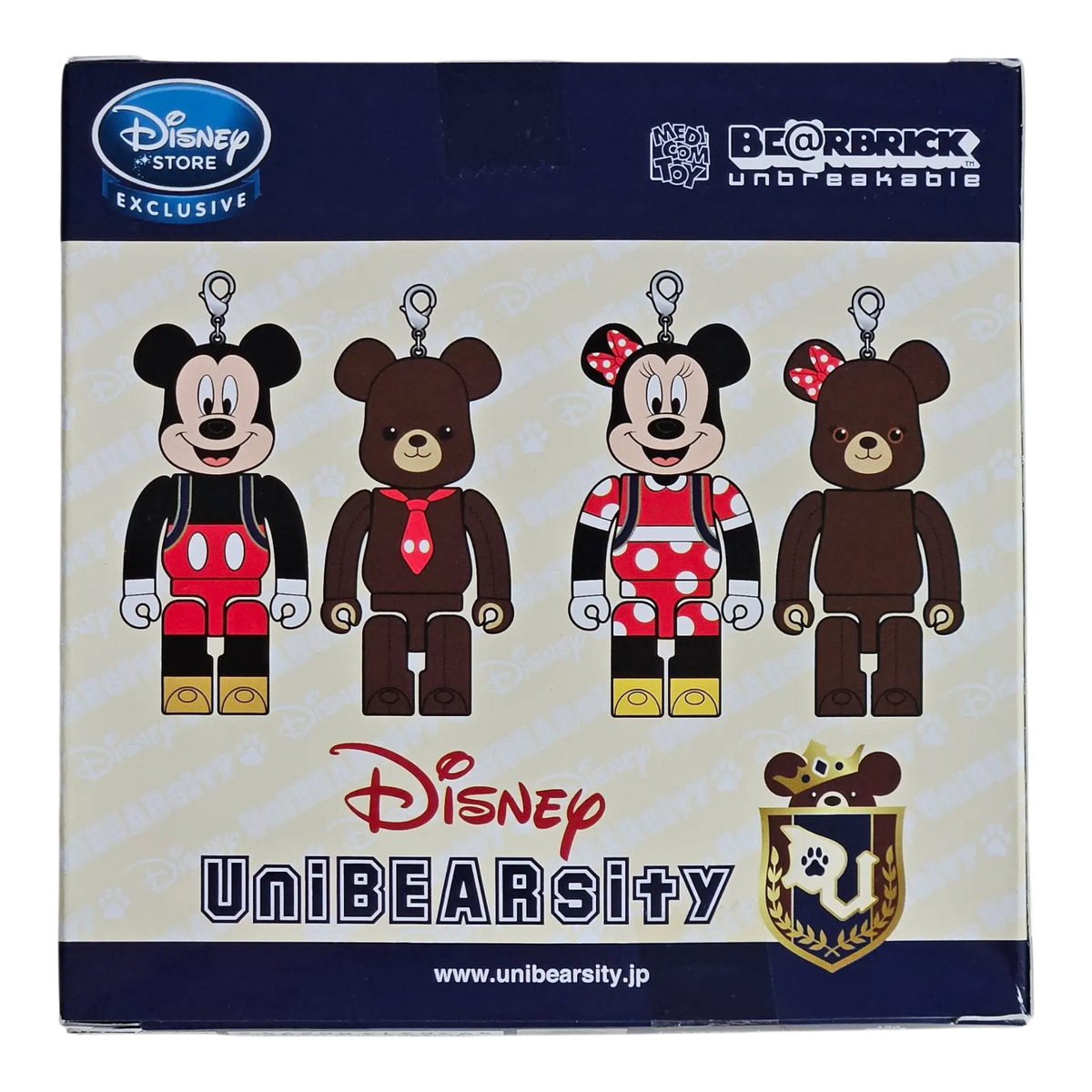 Bearbrick Disney UniBEARsity Mickey Mouse & Mocha Set 100% Verpackungsrückseite