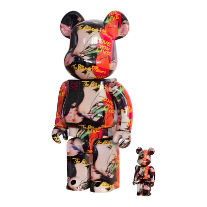 Bearbrick Andy Warhol × The Rolling Stones 'Love You Live' 100%+400% schräg