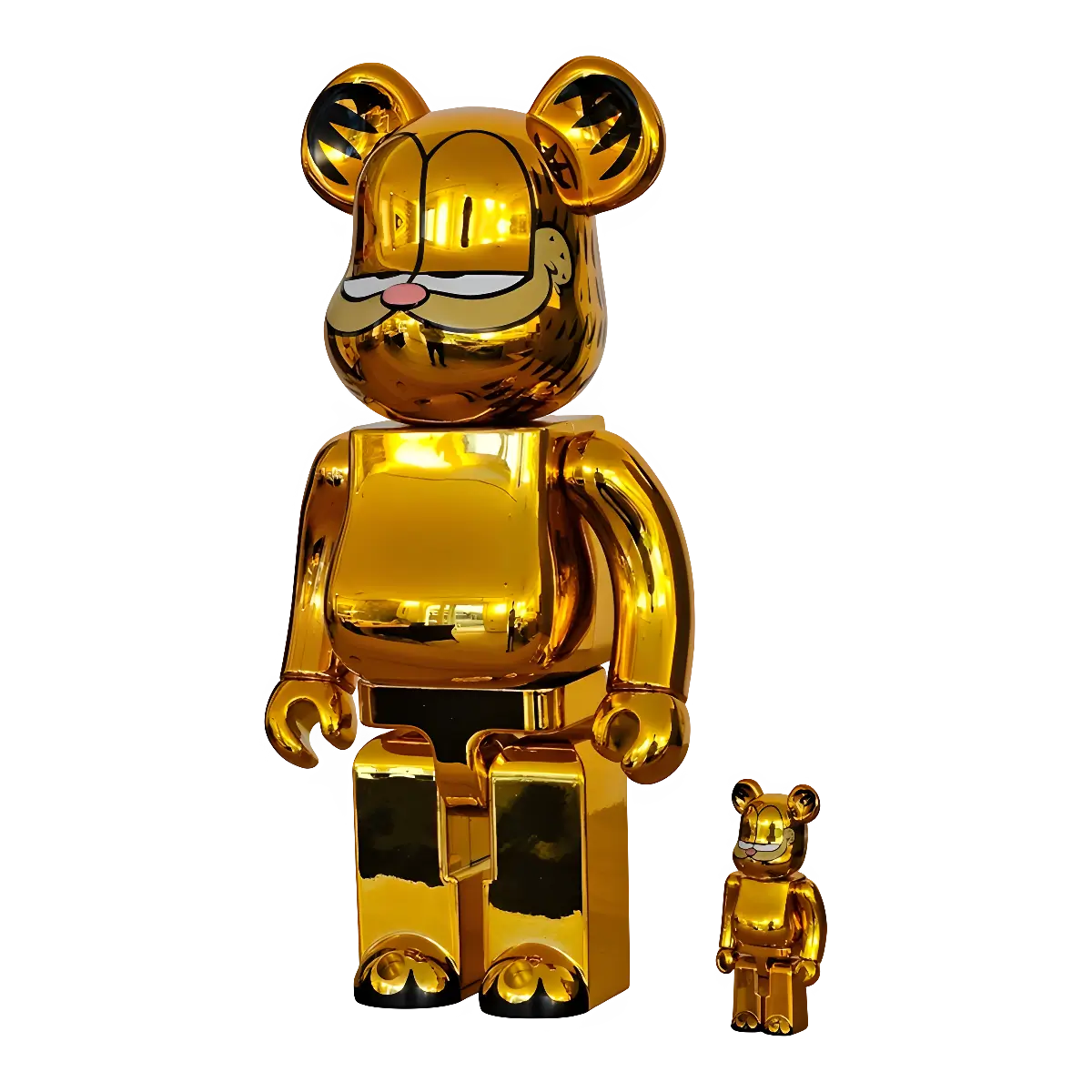 Bearbrick Garfield Gold Chrome Version 100%+400% schräg