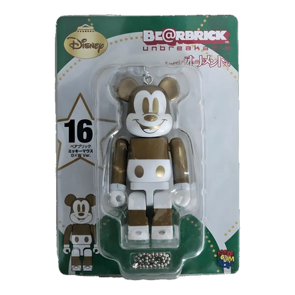 Bearbrick Happy Kuji 'Disney Special Ornament' (2011) - 16 Mickey Mouse Gold & White Version 100% in der Verpackung