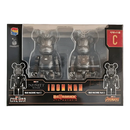 Bearbrick Happy Kuji 'Iron Man' (2023) - C War Machine Mark 3 & War Machine Mark 4 100% in der Verpackung