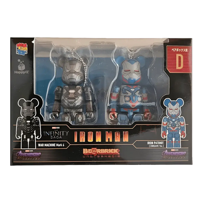 Bearbrick Happy Kuji 'Iron Man' (2023) - D War Machine Mark 6 & Iron Patriot Endgame Version 100% in der Verpackung