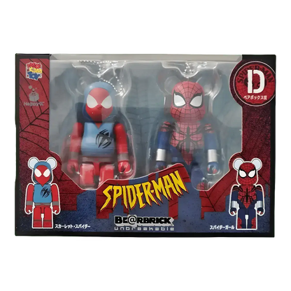 Bearbrick Happy Kuji 'Spider-Man' (2022) - D Scarlet Spider & Spider-Girl 100% in der Verpackung