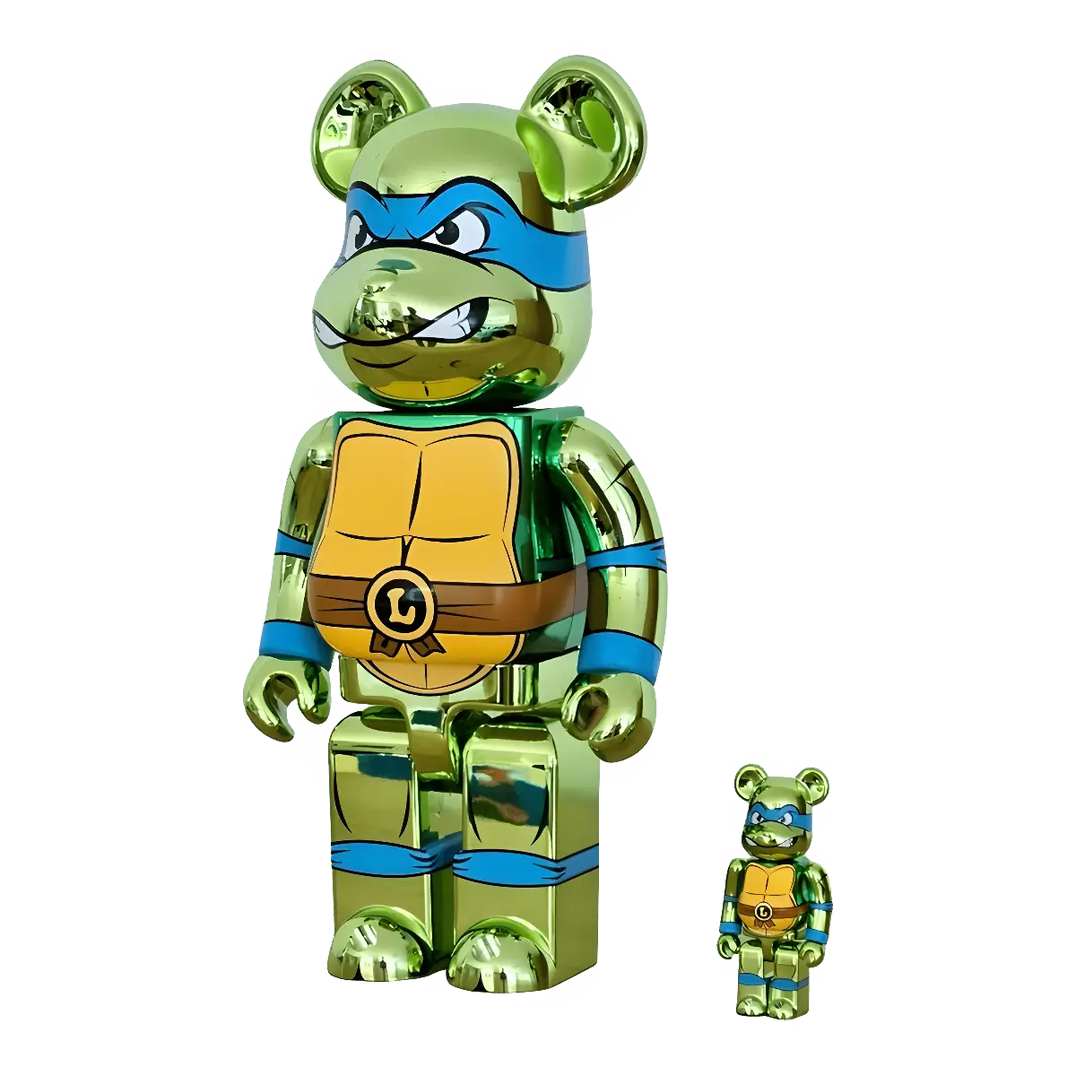 Bearbrick Leonardo Chrome Version [Teenage Mutant Ninja Turtles] 100%+400% schräg