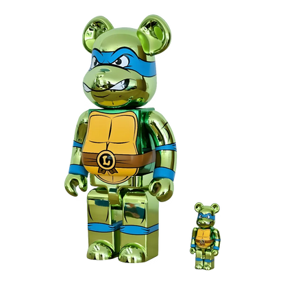 Bearbrick Leonardo Chrome Version [Teenage Mutant Ninja Turtles] 100%+400% schräg