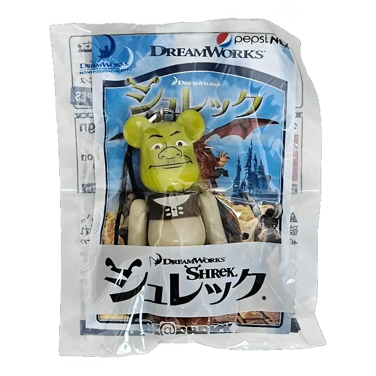 Bearbrick PEPSI.NEX × Paramount - Shrek 70% in der Verpackung
