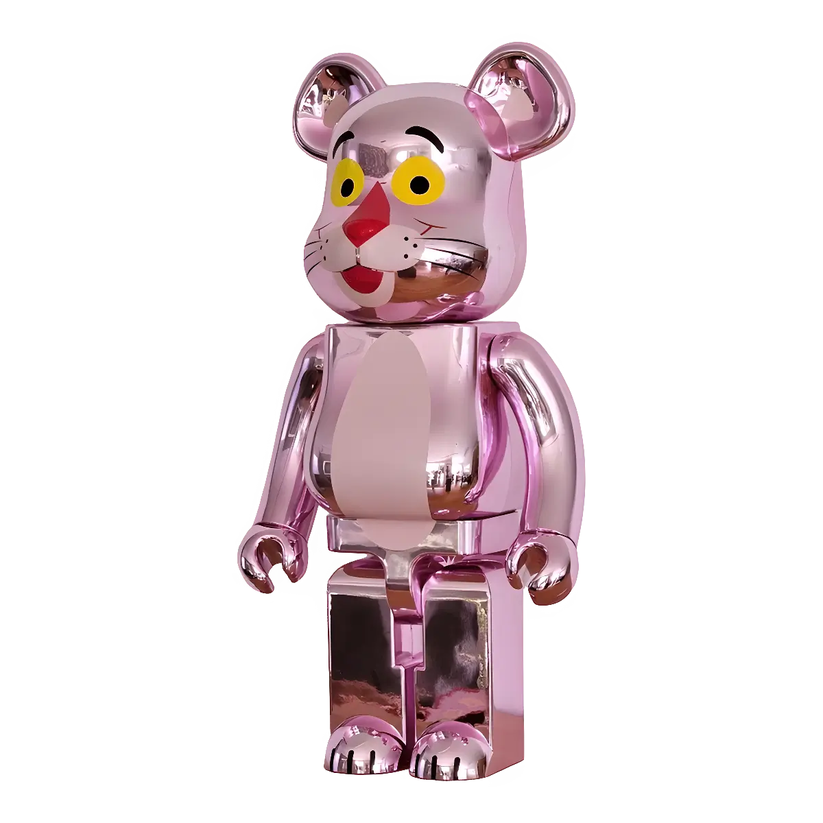 Bearbrick Pink Panther Chrome Version 1000% schräg