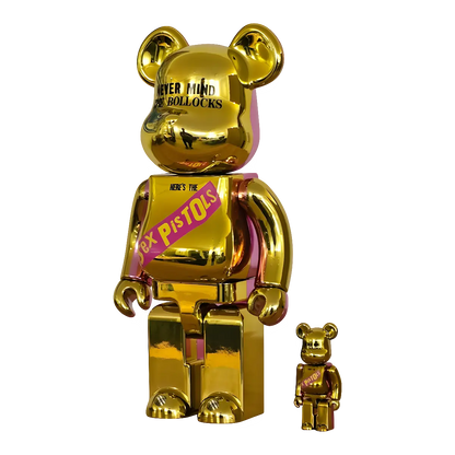 Bearbrick Sex Pistols Never Mind the Bollocks Chrome Version schräg