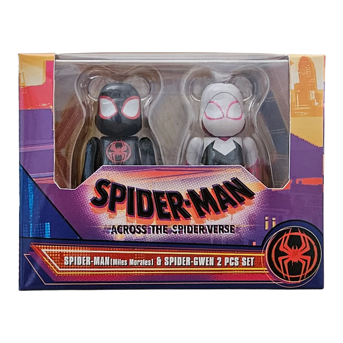 Bearbrick Spider-Man (Miles Morales) & Spider-Gwen 2er-Set 100% in der Verpackung