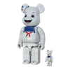 Bearbrick Stay Puft Marshmallow Man White Chrome Version 100%+400% schräg