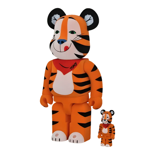 Bearbrick Tony the Tiger Vintage Flocky Version [Kellogg's Corn Frosties] 100%+400% schräg