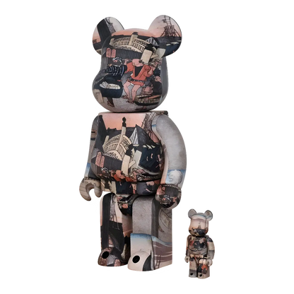 Bearbrick Utagawa Hiroshige 53 Stages of the Tokaido Highway Nihonbashi Bridge 100%+400% schräg