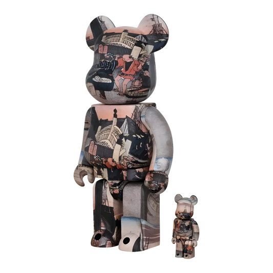 Bearbrick Utagawa Hiroshige 53 Stages of the Tokaido Highway Nihonbashi Bridge 100%+400% schräg
