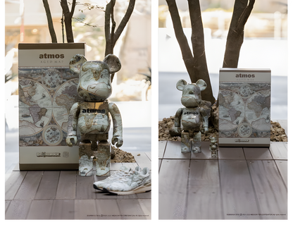 Bearbrick atmos Aged Map 1000% Variantenvergleich
