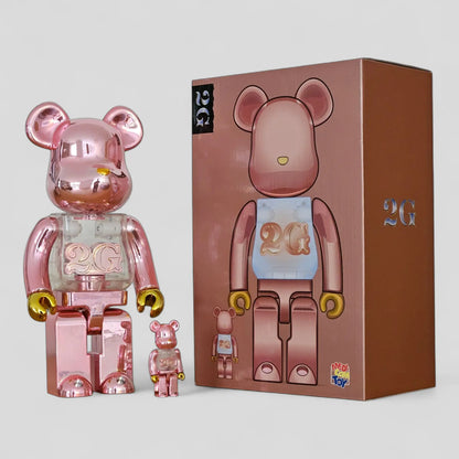 Bearbrick 2G Pink Gold Chrome 100%+400% mit Verpackung
