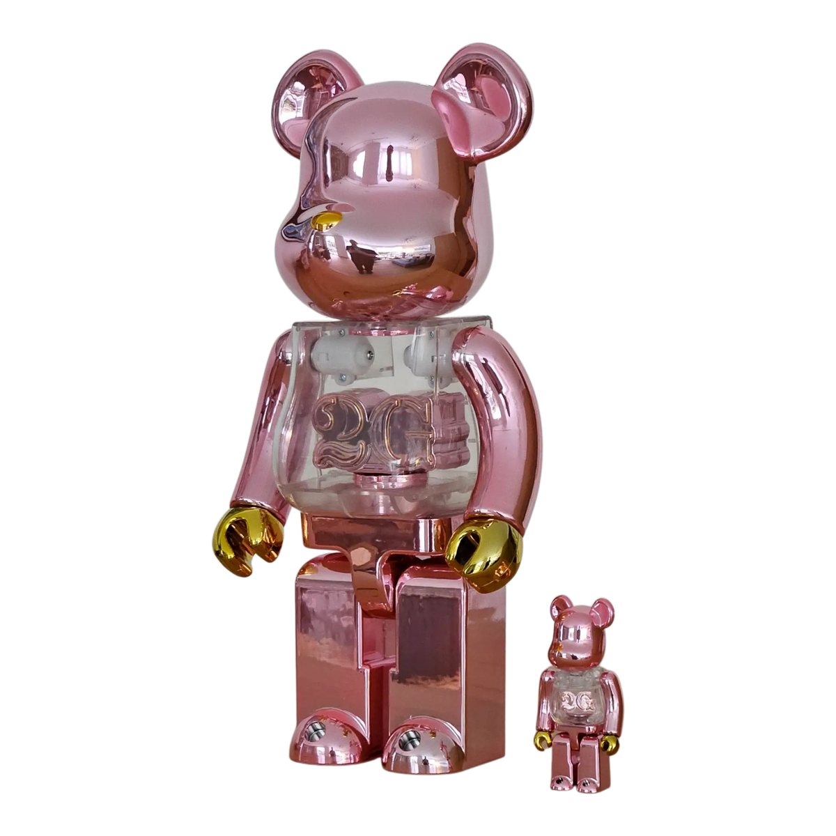 Bearbrick 2G Pink Gold Chrome 100%+400% schräg