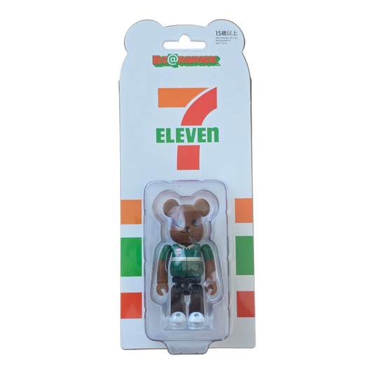 Bearbrick 7-ELEVEN Uniform Green Version 100% Verpackung Vorderseite