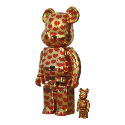 Bearbrick Amplifier® Gold Heart 100%+400% schräg