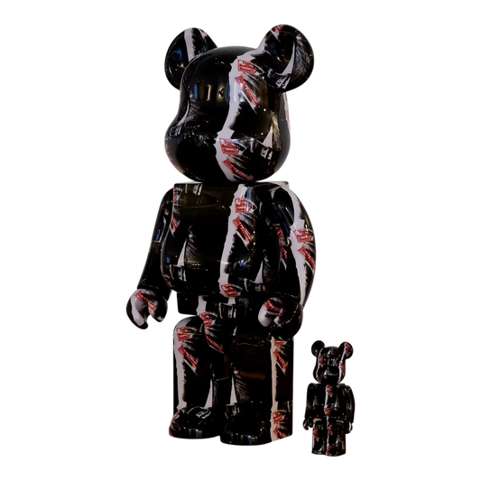 Bearbrick Andy Warhol × The Rolling Stones "Sticky Fingers" 100%+400% schräg