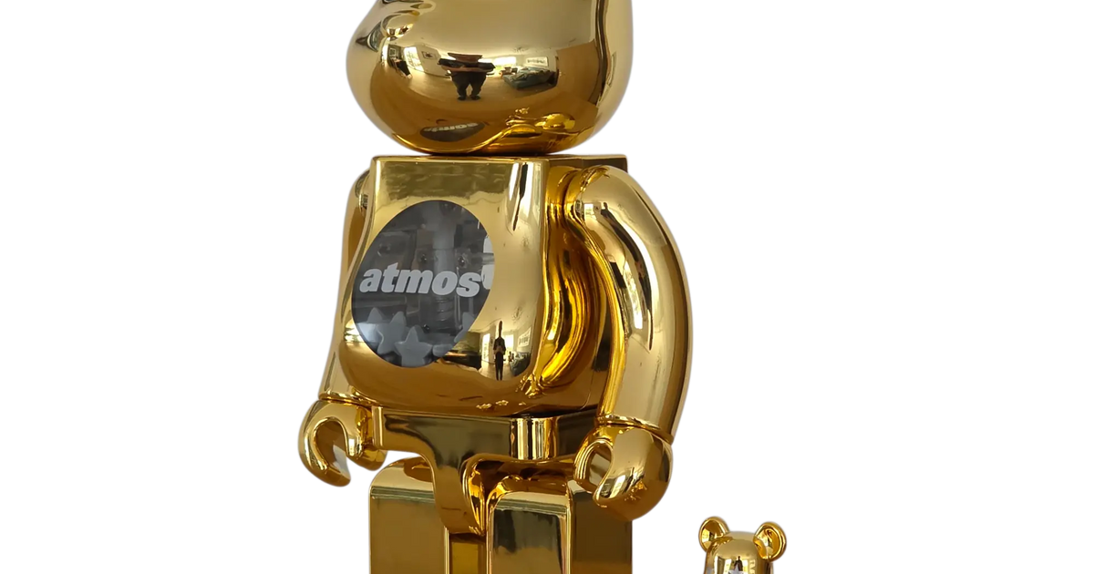 BE@RBRICK atmos Gold Chrome Version 100%+400% | MyBearBrick.de