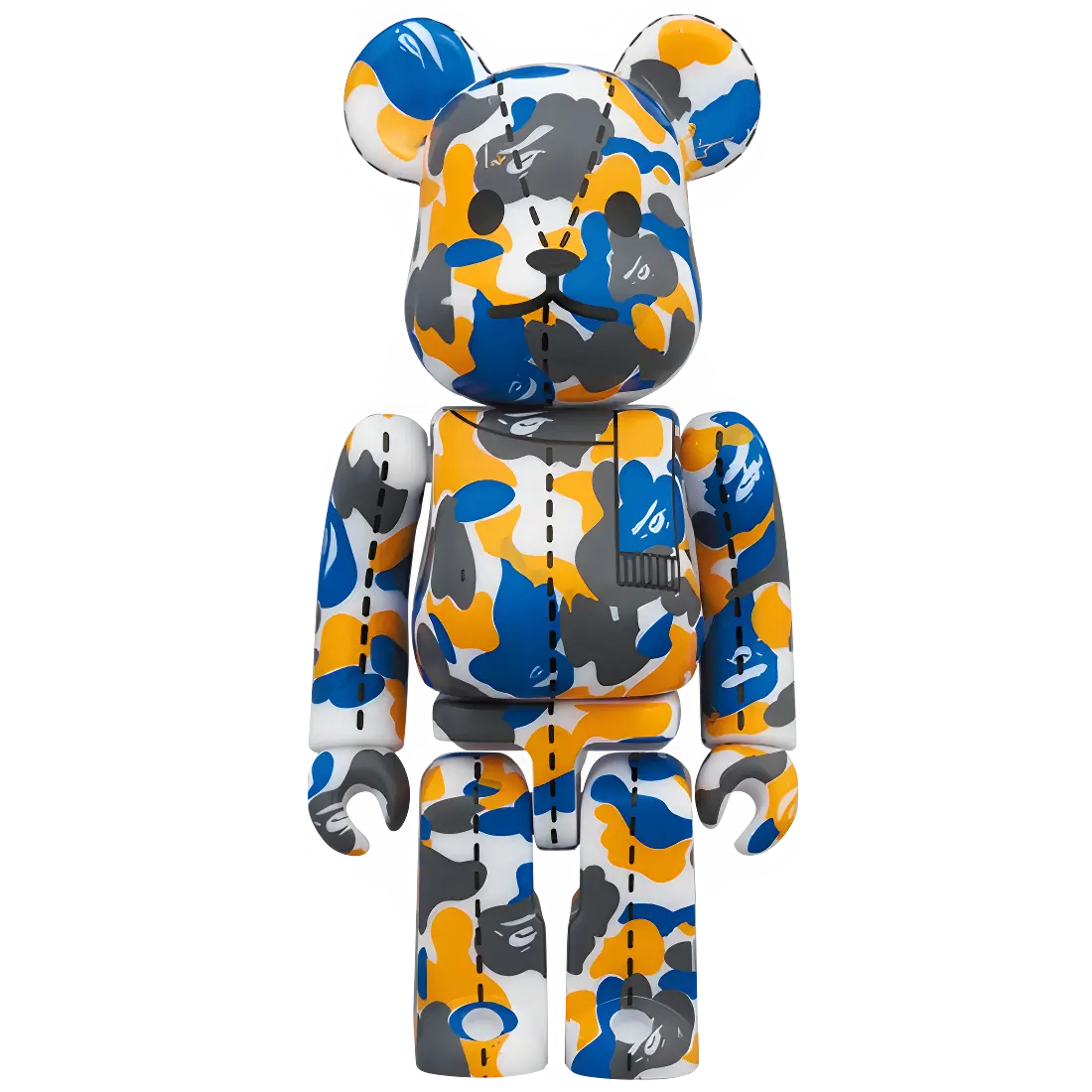 Bearbrick BAPE Camo 28th Anniversary #1 Blue Orange 100% Herstellerbild 1