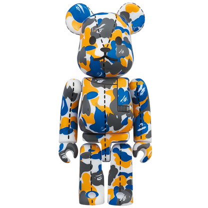 Bearbrick BAPE Camo 28th Anniversary #1 Blue Orange 100% Herstellerbild 1