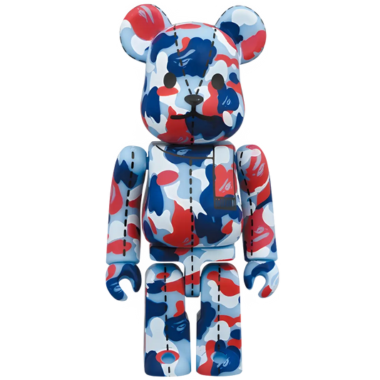 Bearbrick BAPE Camo 28th Anniversary #1 Blue Red 100% Herstellerbild 1