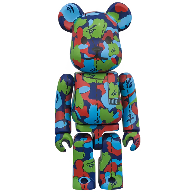 BE@RBRICK BAPE Camo 28th Anniversary #1 Green/Red/Blue 100%