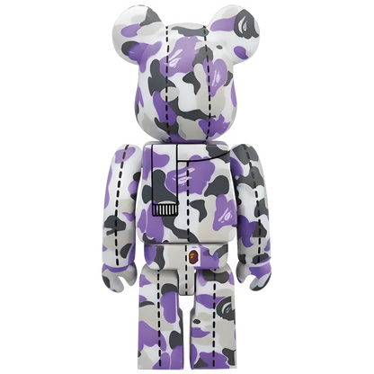 Bearbrick BAPE Camo 28th Anniversary #1 Purple Grey 100% Herstellerbild 2