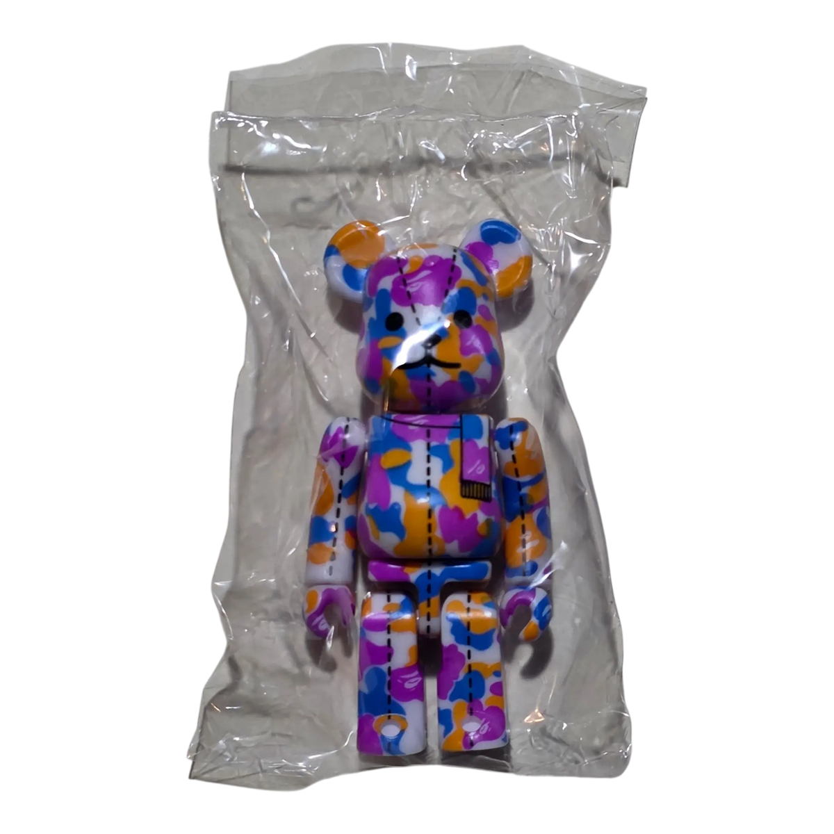 Bearbrick BAPE Camo 28th Anniversary #2 Blue/Purple/Orange 100% in Folie