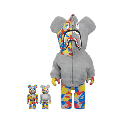 Bearbrick BAPE Camo Shark Medicom Toy 30th Anniversary 3er-Set 100%+400% Herstellerbild 1