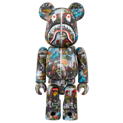 Bearbrick BAPE Legacy Camo Shark Navy 100%+400% Herstellerbild 3