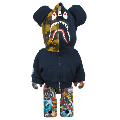 Bearbrick BAPE Legacy Camo Shark Navy 100%+400% Herstellerbild 4