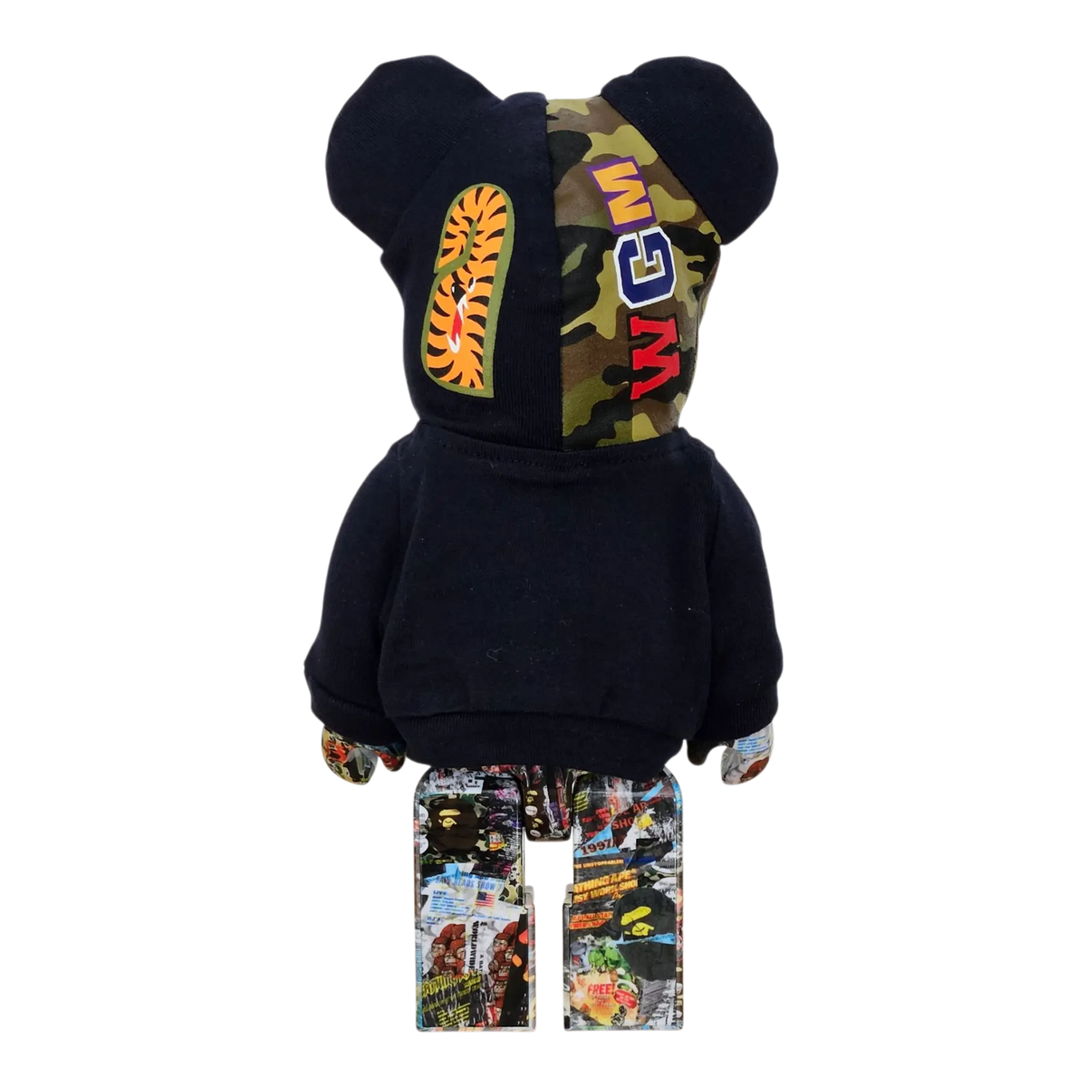Bearbrick BAPE Legacy Camo Shark Navy 100%+400% Rückseite